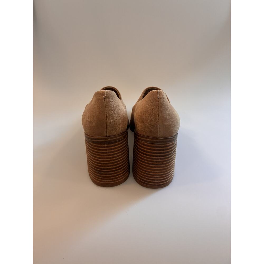 Vince Camuto Celsi Block Heel Loafers Tan Beige Suede Closed Toe 9.5 - Picture 3 of 4